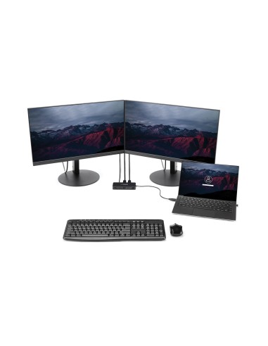 Mini Dock USB 3.0 - Docking Station USB-A para 2 Monitores - DisplayPort 4K de 60Hz y Red Ethernet Gigabit - con Cable de 30cm 