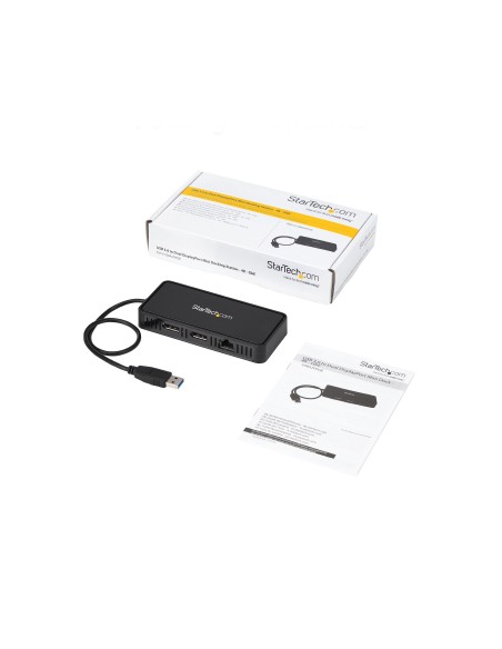 Mini Dock USB 3.0 - Docking Station USB-A para 2 Monitores - DisplayPort 4K de 60Hz y Red Ethernet Gigabit - con Cable de 30cm 