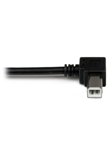 Cable Adaptador USB 1m para Impresora Acodado - 1x USB A Macho - 1x USB B Macho en Ángulo Izquierdo