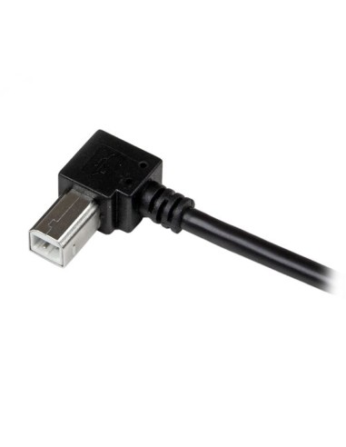 Cable Adaptador USB 1m para Impresora Acodado - 1x USB A Macho - 1x USB B Macho en Ángulo Derecho