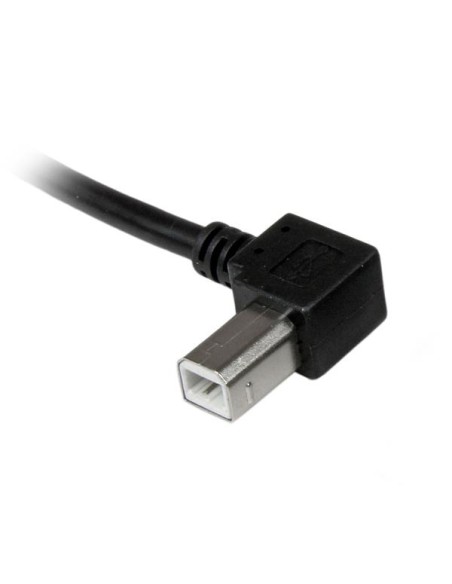 Cable Adaptador USB 2m para Impresora Acodado - 1x USB A Macho - 1x USB B Macho en Ángulo Izquierdo