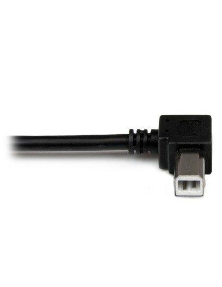Cable Adaptador USB 2m para Impresora Acodado - 1x USB A Macho - 1x USB B Macho en Ángulo Izquierdo