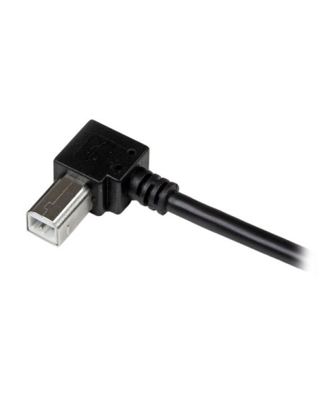 Cable Adaptador USB 2m para Impresora Acodado - 1x USB A Macho - 1x USB B Macho en Ángulo Derecho
