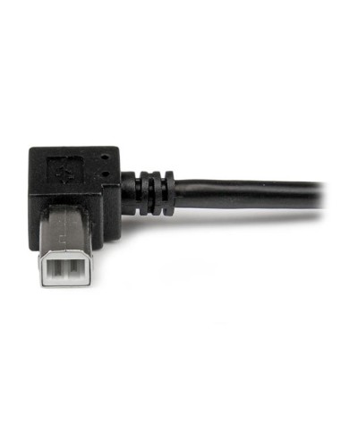 Cable Adaptador USB 2m para Impresora Acodado - 1x USB A Macho - 1x USB B Macho en Ángulo Derecho
