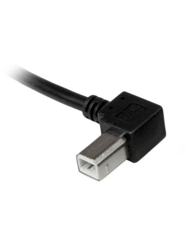 Cable Adaptador USB 3m para Impresora Acodado - 1x USB A Macho - 1x USB B Macho en Ángulo Izquierdo