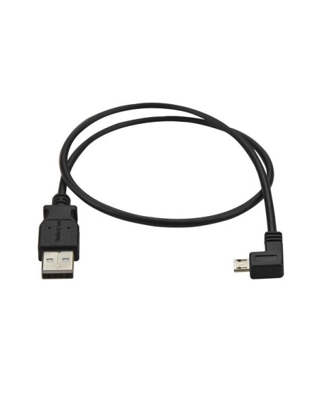 Cable de 0,5m Micro USB Acodado a la Izquierda para Carga y Sincronización de Smartphones o Tablets