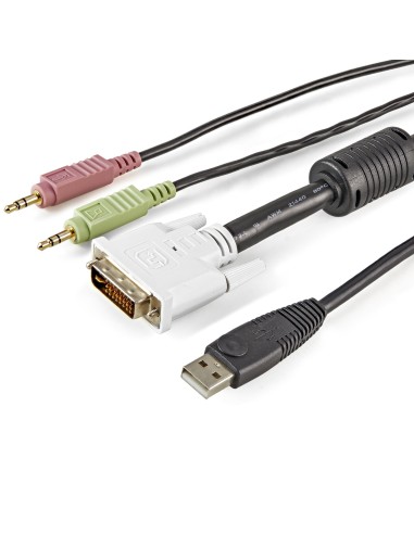 Cable KVM 4 en 1 de 1,8m con DVI USB Audio y Micrófono