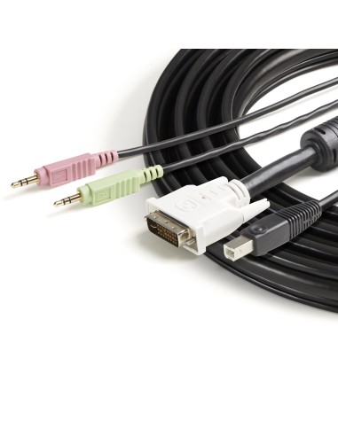 Cable KVM 4 en 1 de 1,8m con DVI USB Audio y Micrófono