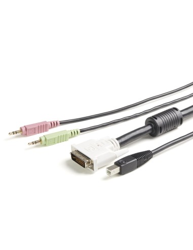 Cable KVM 4 en 1 de 1,8m con DVI USB Audio y Micrófono
