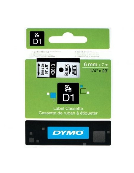 CINTA DYMO D1 6MMX7M NEGRO SOBRE BLANCO