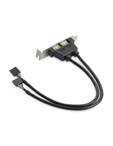 Cabezal Bracket Perfil Bajo de 2 puertos USB 2.0 con conexión a Placa Base 2x IDC5 - Low Profile