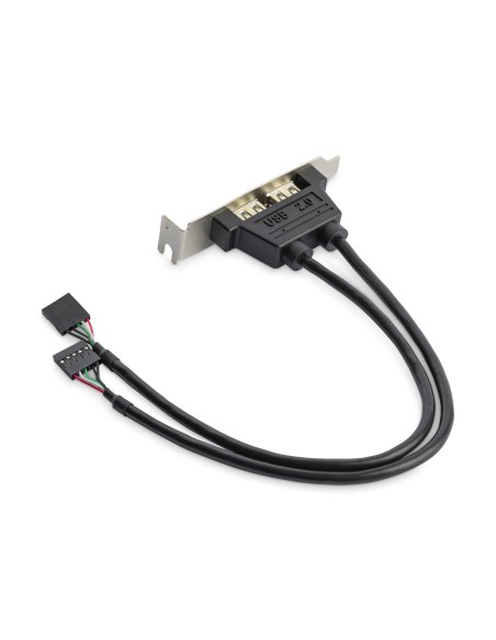 Cabezal Bracket Perfil Bajo de 2 puertos USB 2.0 con conexión a Placa Base 2x IDC5 - Low Profile