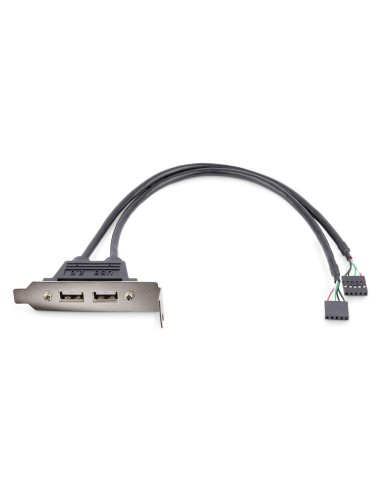 Cabezal Bracket Perfil Bajo de 2 puertos USB 2.0 con conexión a Placa Base 2x IDC5 - Low Profile