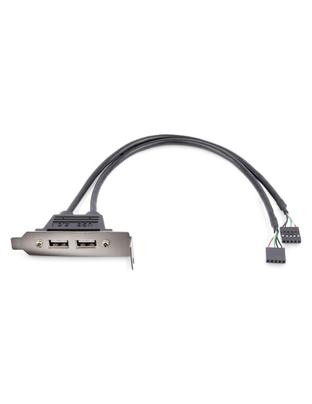 Cabezal Bracket Perfil Bajo de 2 puertos USB 2.0 con conexión a Placa Base 2x IDC5 - Low Profile