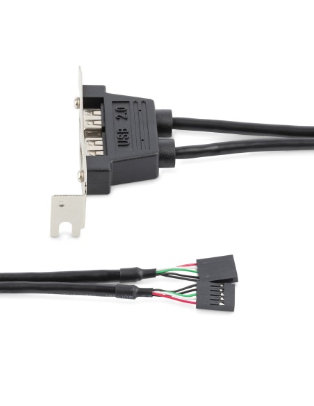 Cabezal Bracket Perfil Bajo de 2 puertos USB 2.0 con conexión a Placa Base 2x IDC5 - Low Profile