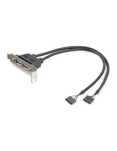 Cabezal Bracket Perfil Bajo de 2 puertos USB 2.0 con conexión a Placa Base 2x IDC5 - Low Profile