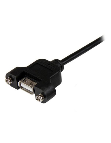 Cable de 91cm USB 2.0 para Montar Empotrar en Panel - Extensor Macho a Hembra USB A - Negro