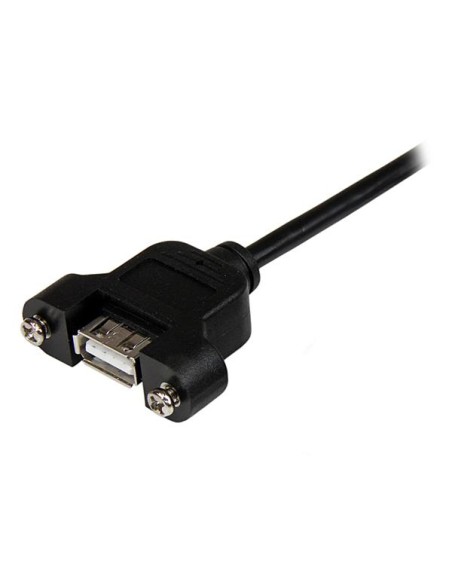 Cable de 91cm USB 2.0 para Montar Empotrar en Panel - Extensor Macho a Hembra USB A - Negro