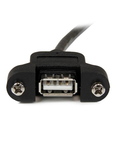 Cable de 91cm USB 2.0 para Montar Empotrar en Panel - Extensor Macho a Hembra USB A - Negro