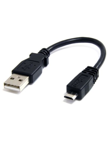 Cable Adaptador de 15cm USB A Macho a Micro USB B Macho para Teléfono Móvil Carga y Datos - Negro