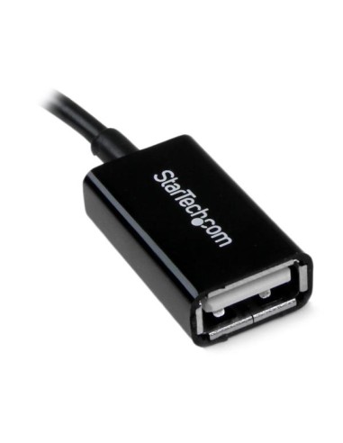 Cable Adaptador de 12cm Micro USB Macho a USB A Hembra OTG para Tablets Smartphones - Negro