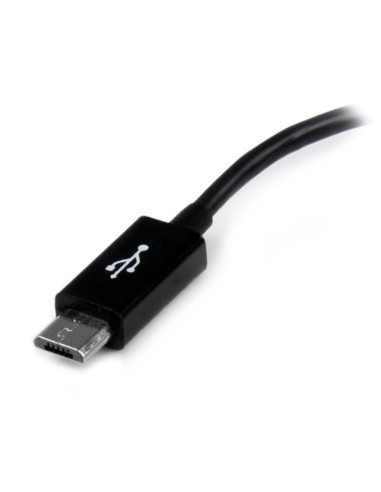 Cable Adaptador de 12cm Micro USB Macho a USB A Hembra OTG para Tablets Smartphones - Negro