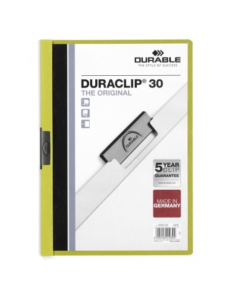 Duraclip 30 archivador PVC Verde, Transparente