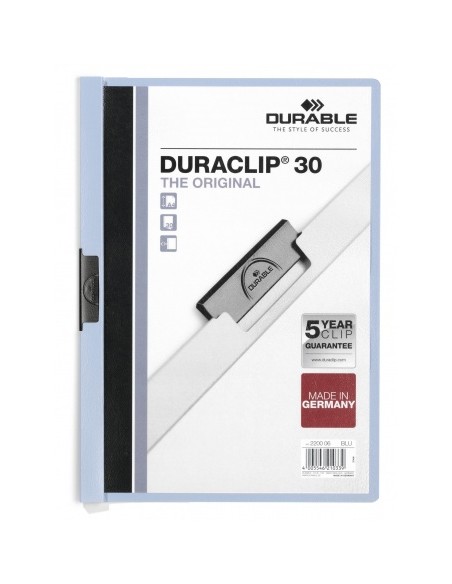 Duraclip 30 archivador Azul claro, Transparente PVC