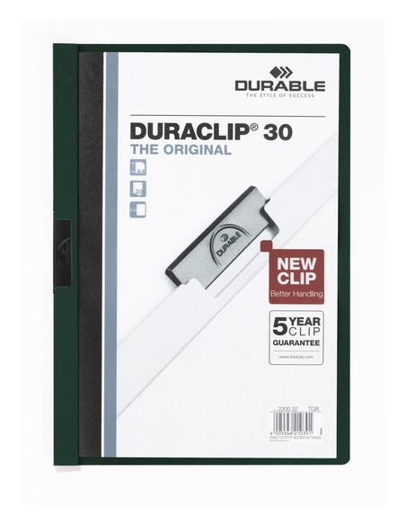 DURACLIP 30 A4 archivador PVC Negro, Verde, Transparente