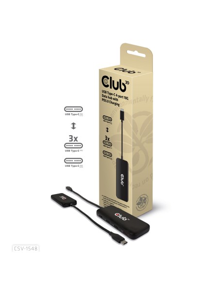 CSV-1548 hub de interfaz USB 3.2 Gen 1 (3.1 Gen 1) Type-C Negro