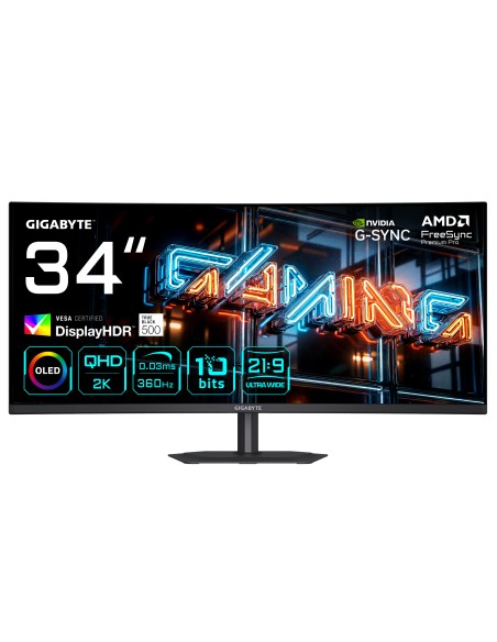 MO34WQC36 Monitor Gaming Curvo 34 WQHD - 3440 x 1440, 360Hz, 0.03ms, KVM, 300 cd/m², FreeSync Premium Pro, DisplayHDR True Blac