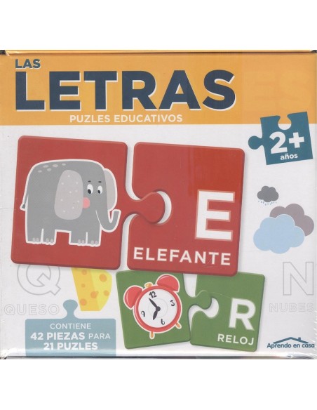 LAS LETRAS 2 ANOS APRENDO EN CASA PUZLES EDUCATIVOS 42 PIEZAS PARA 21 PUZLES