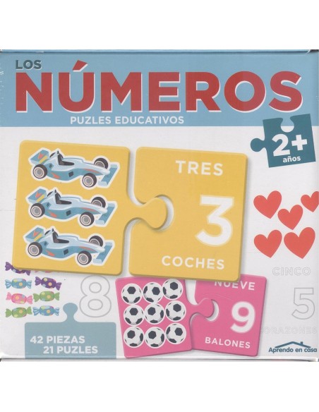 LOS NUMEROS 2 ANOS APRENDO EN CASA PUZLES EDUCATIVOS 42 PIEZAS PARA 21 PUZLES
