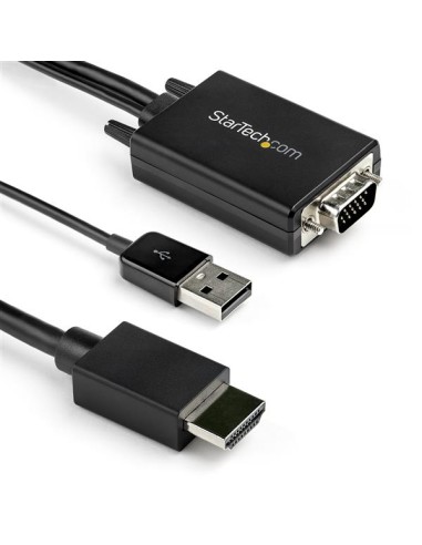Cable de 2m Adaptador VGA a HDMI - Alimentado por USB - 1080p