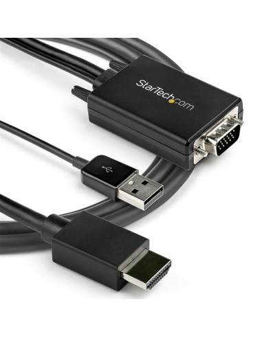 Cable de 2m Adaptador VGA a HDMI - Alimentado por USB - 1080p