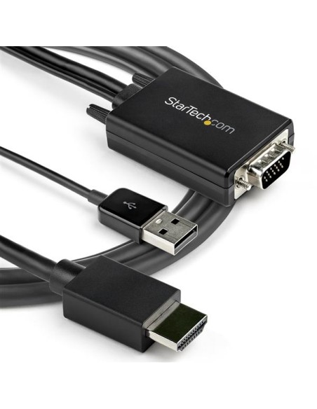 Cable de 2m Adaptador VGA a HDMI - Alimentado por USB - 1080p