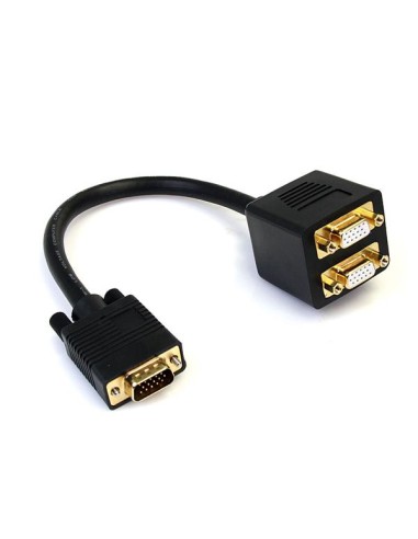 Cable de 30cm Duplicador Divisor de Vídeo VGA de 2 puertos Salidas Compacto - Bifurcador