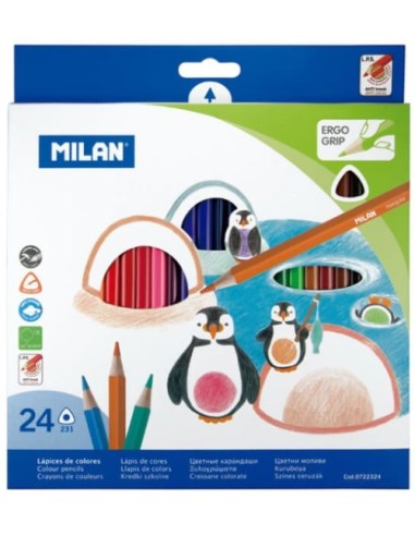 Estuche 24 lapices de colores triangulares 231 milan
