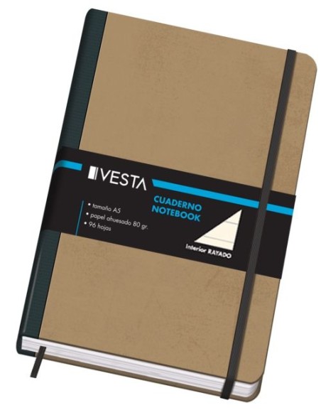 Cuaderno cartone a5 80g 96h rayado cierre con goma