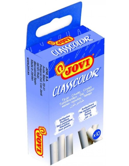 Caja 10 tizas blancas antipolvo jovi