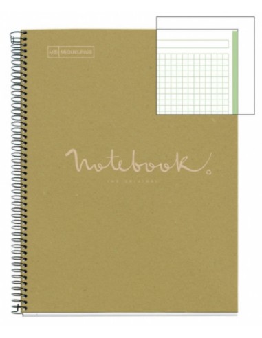 CUADERNO 100% RECICLADO NB-1 A4 80HOJAS ECOVERDE EMOTIONS MR MIQUELRIUS 6091 Pack 5 Unid
