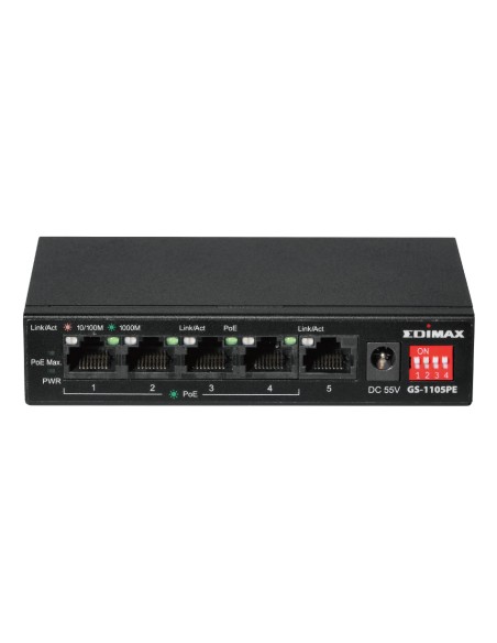 GS-1105PE switch No administrado Gigabit Ethernet (10/100/1000) Energía sobre Ethernet (PoE) Negro
