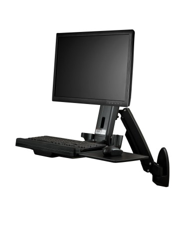 Estación de Trabajo de Pie y Sentado para Montaje en Pared - Para Un Monitor de hasta 24 Pulgadas - Escritorio Ergonómico