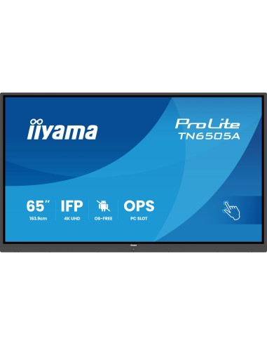 TN6505A-B1AG pantalla de señalización Panel plano interactivo 163,8 cm (64.5") 500 cd / m² 4K Ultra HD Negro Pantalla táctil