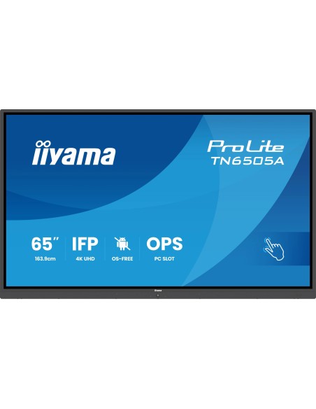 TN6505A-B1AG pantalla de señalización Panel plano interactivo 163,8 cm (64.5") 500 cd / m² 4K Ultra HD Negro Pantalla táctil