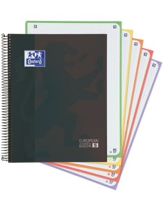 Paq 5 cuaderno esprial a4 120h 90g cuad5x5 europeanbook5 color negro