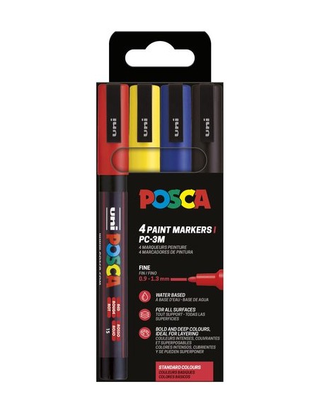 ROTUL.UNI-POSCA PC-3M COL. BASICOS E/4
