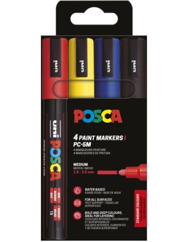 ROTUL.UNI-POSCA PC-5M COL. BASICOS E/4