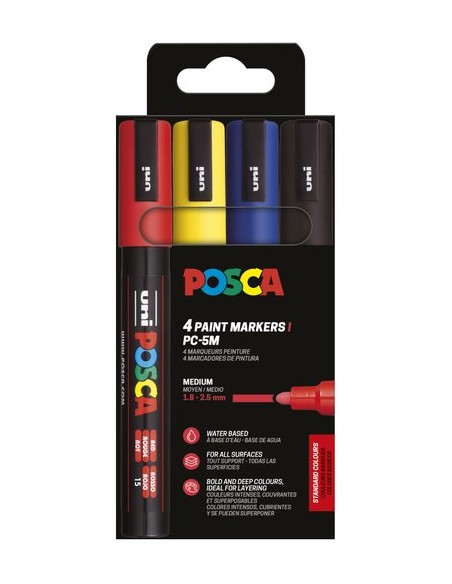 ROTUL.UNI-POSCA PC-5M COL. BASICOS E/4