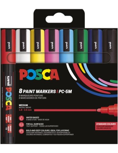 ROTUL.UNI-POSCA PC-5M COL. BASICOS E/8